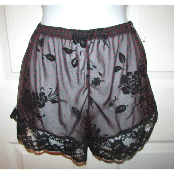 Lace Flocked Mesh Boyshorts - M/L - Picture 1 of 4